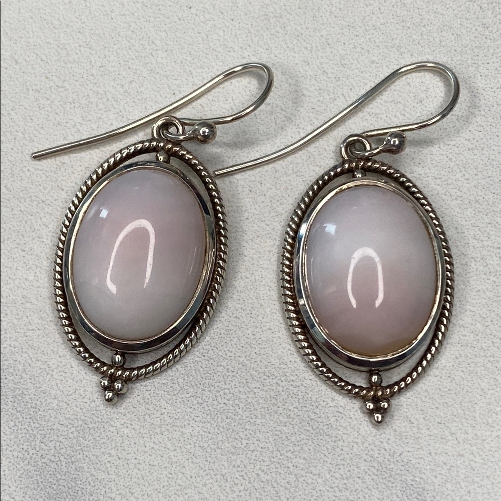 Light‎ Pink Opal Sterling Silver Earrings 925